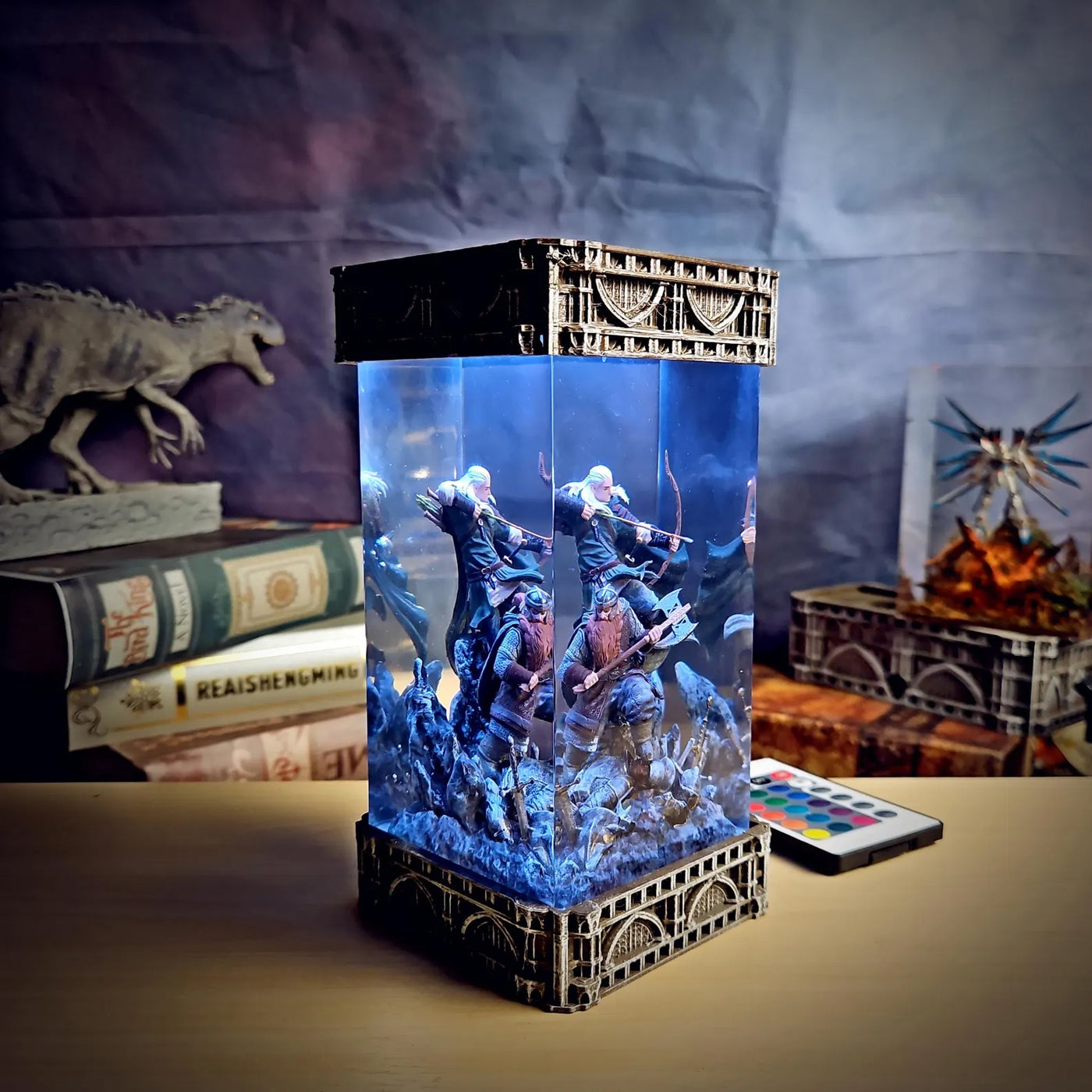 LOTR Lord Of Rings Gimli And Legolas Diorama Epoxy Resin Lamp, Night Light, Wireless Lights