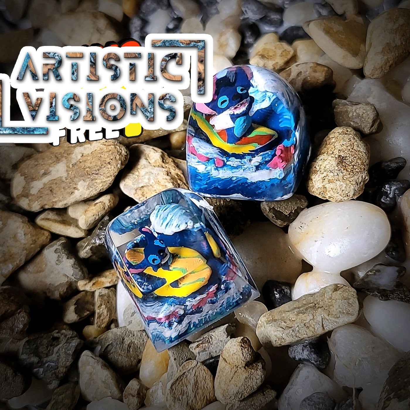 Stitch Surfing Artisan Keycaps Epoxy Resin