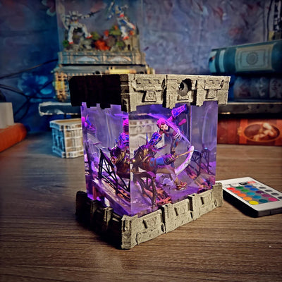 League of Legends Arcane Vi Fight Scene Epoxy Resin Lamp, Night Light, Wireless Lights