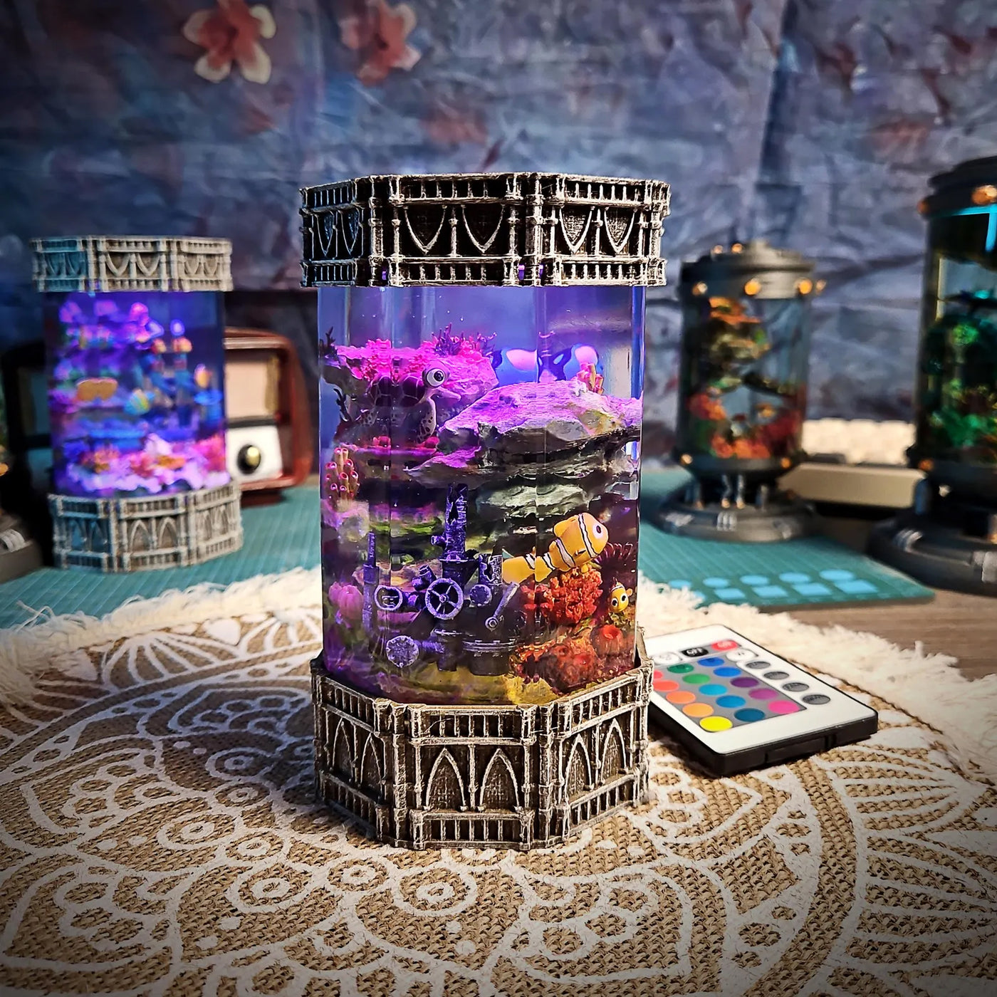 Ocean Coral Fish Nemo Cartoon Epoxy Resin Lamp, Night Light, Wireless Lights