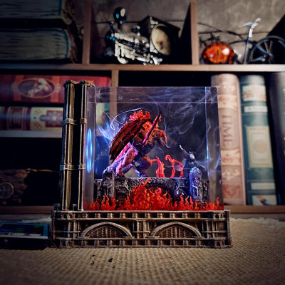 LOTR Lord Of Rings Balrog vs Gandalf Diorama Epoxy Resin Lamp, Night Light, Wireless Lights