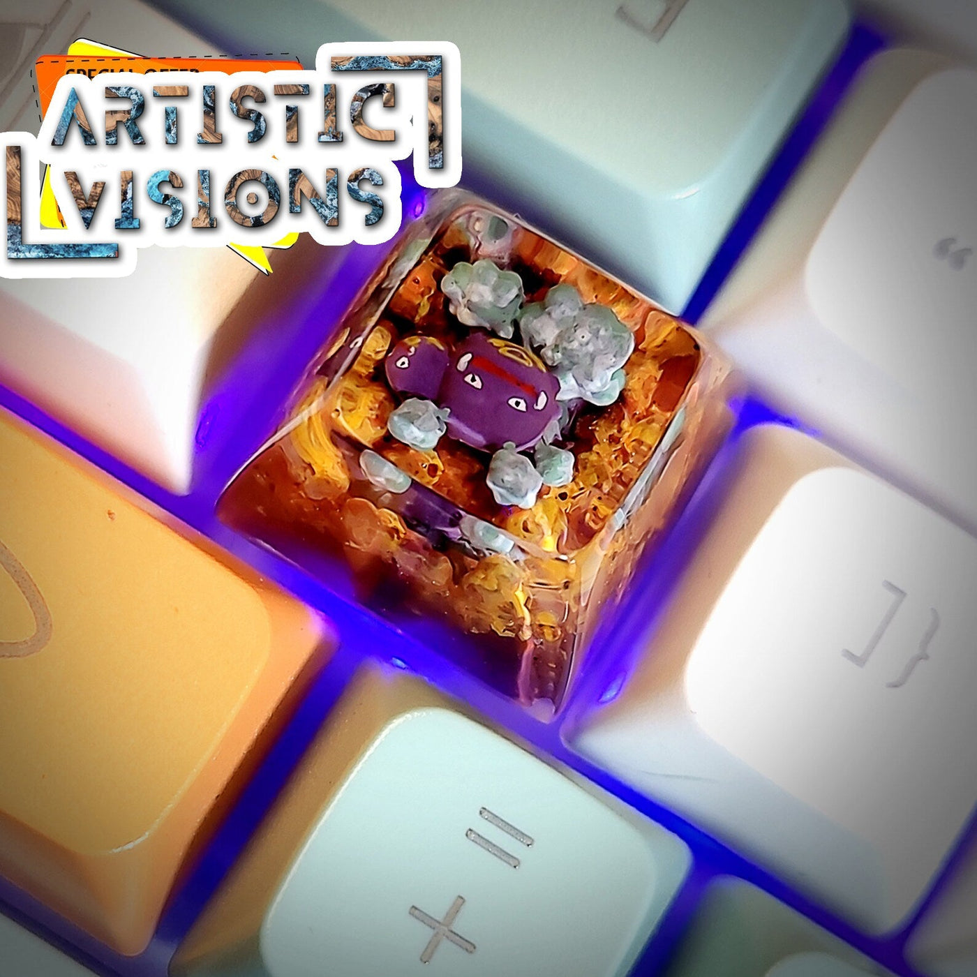 Pokemon Weezing Artisan Keycaps Epoxy Resin