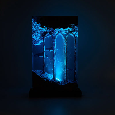 Dolphins & Divers Roam In Ancient Ruins - High Quality Epoxy Resin Lamp