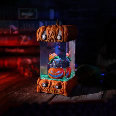 Halloween Spooky Pokemon Bulbasaur Pumpkin Epoxy Resin Lamp, Night Light, Wireless Lights