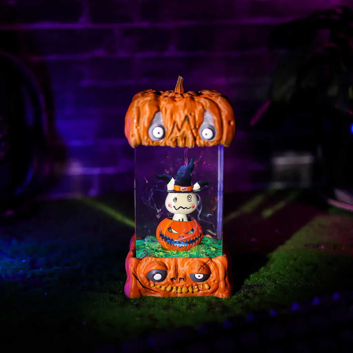 Halloween Spooky Pokemon Mimikyu Pumpkin Epoxy Resin Lamp, Night Light, Wireless Lights