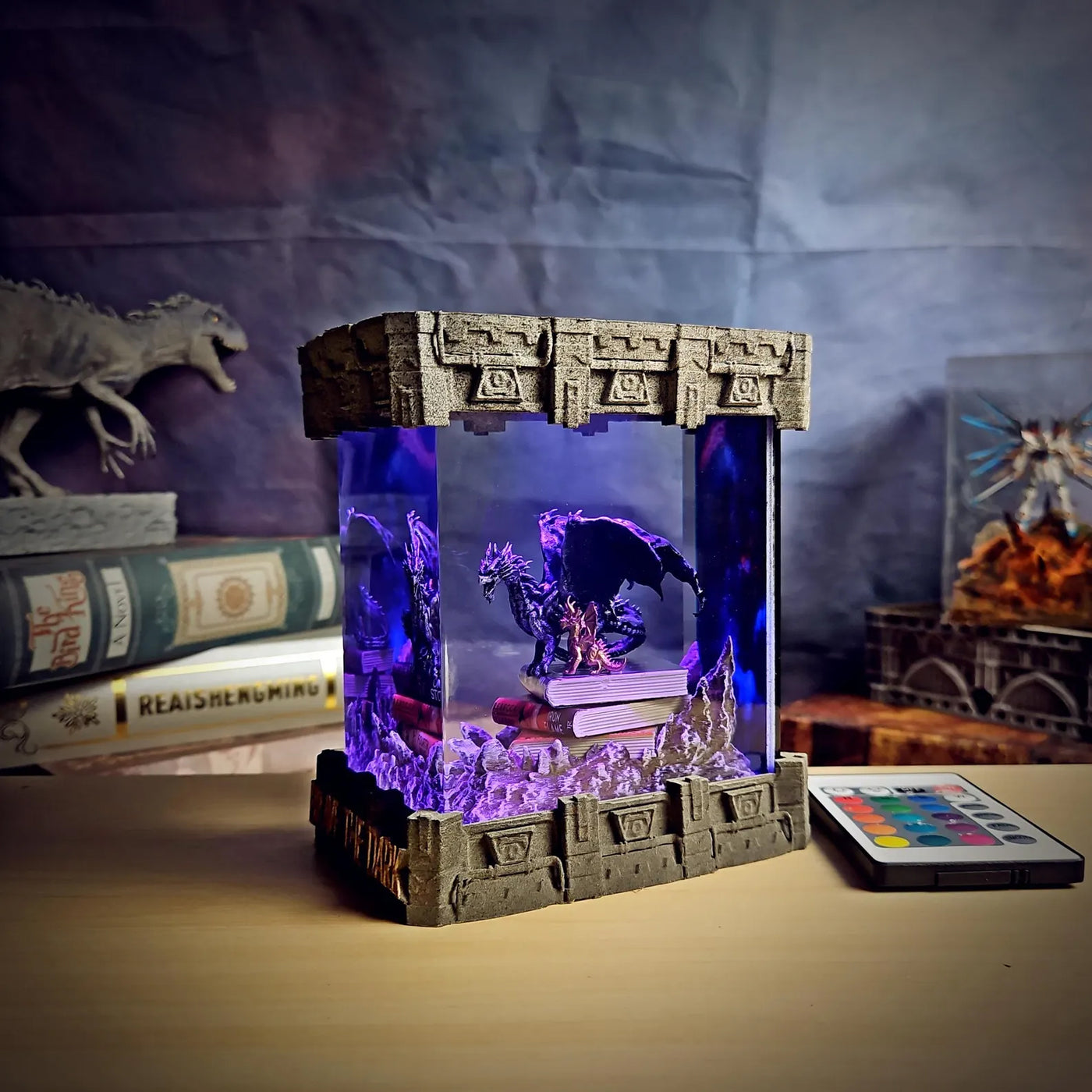 Fourth Wing Dragons Epoxy Resin Lamp, Night Light, Wireless Lights