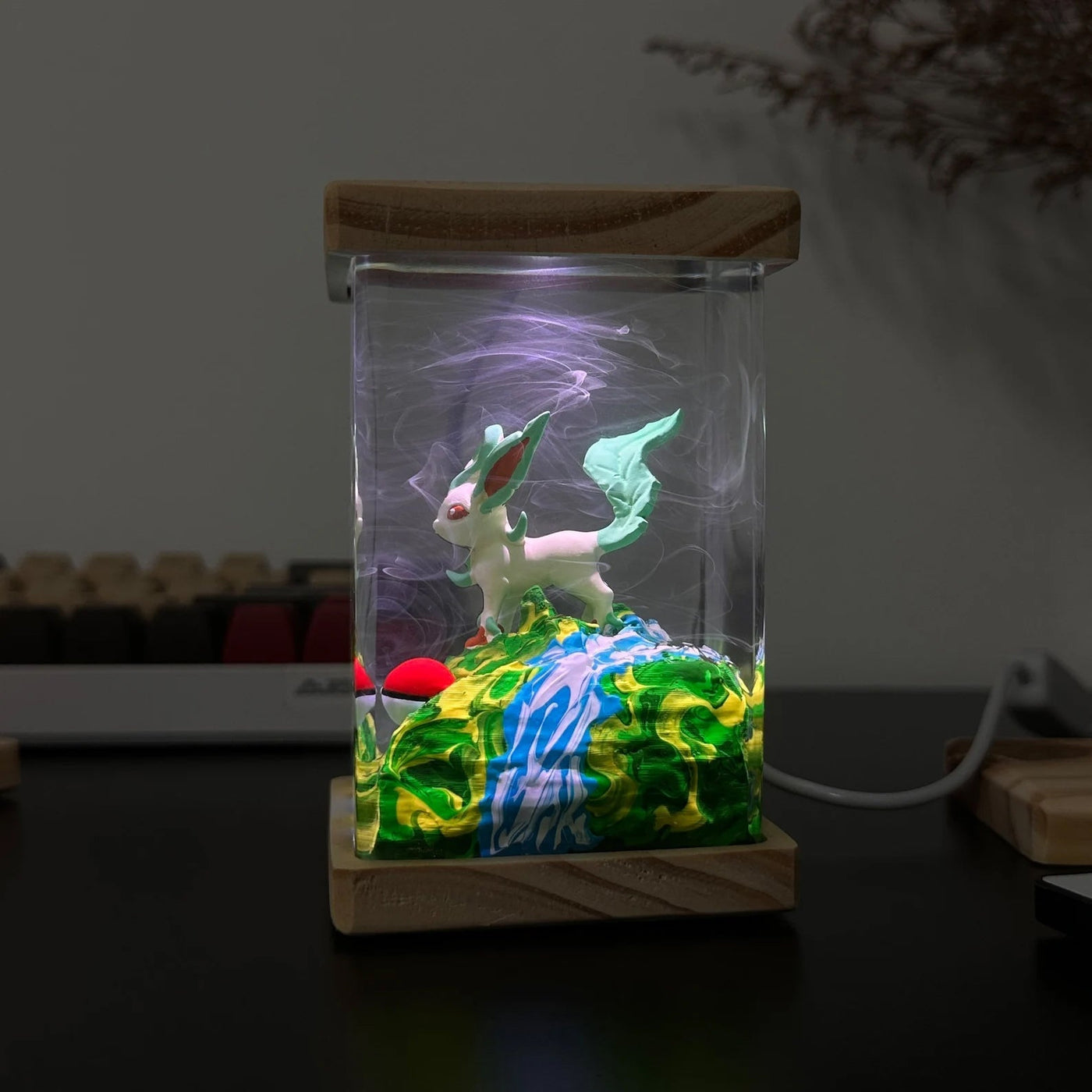 Pokemon Leafeon Epoxy Resin Lamp, Night Light