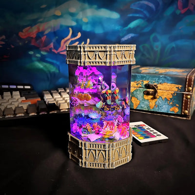Ocean Coral Fish Diver Undersea Epoxy Resin Lamp, Night Light, Wireless Lights