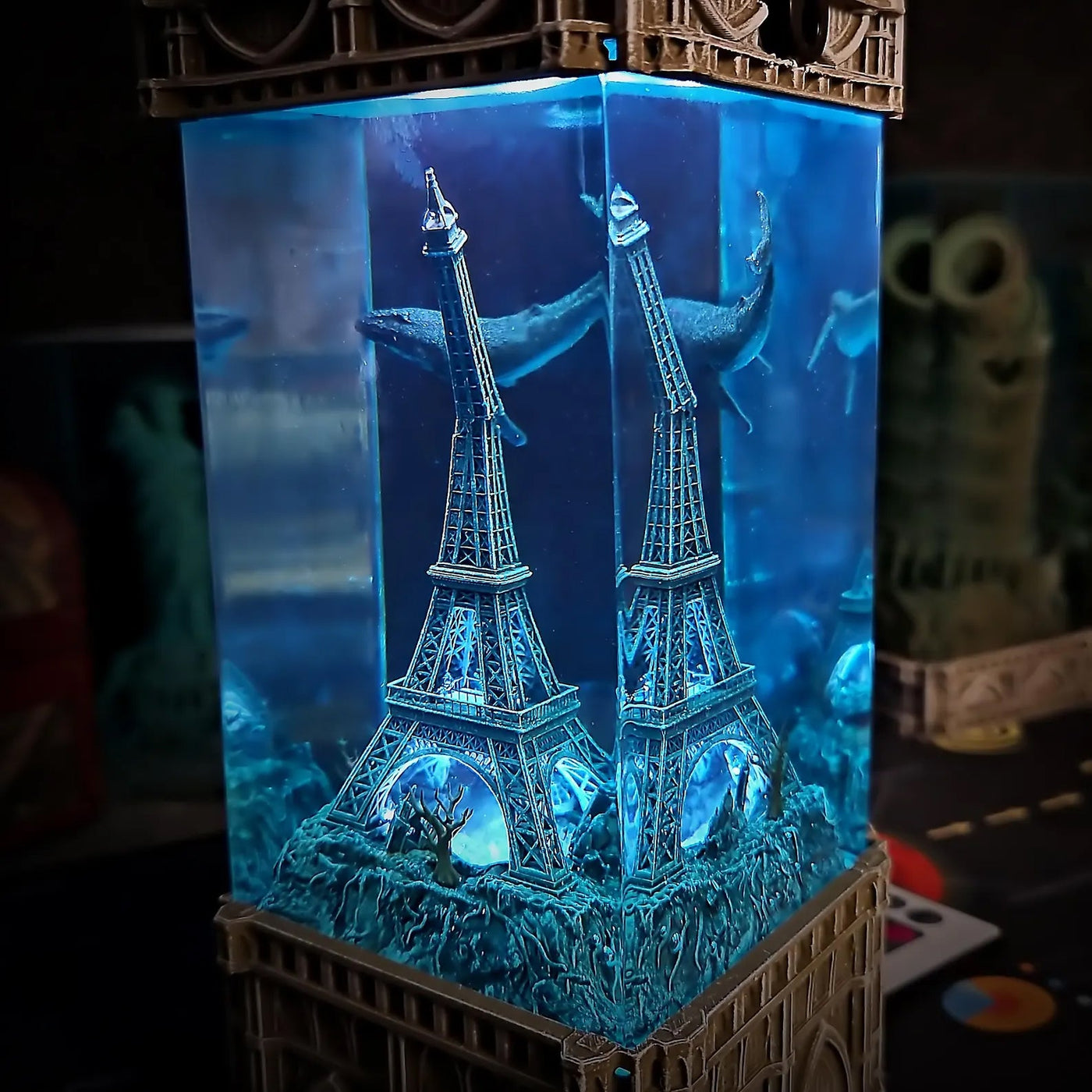 Gothic Eiffel Tower Undersea Epoxy Resin Lamp, Night Light, Wireless Lights