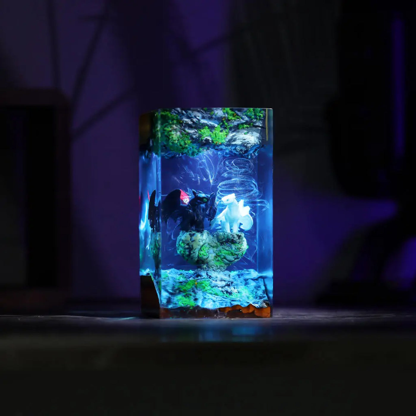 How To Train Your Dragon Toothless and Light Fury Epoxy Resin Lamp, Night Light