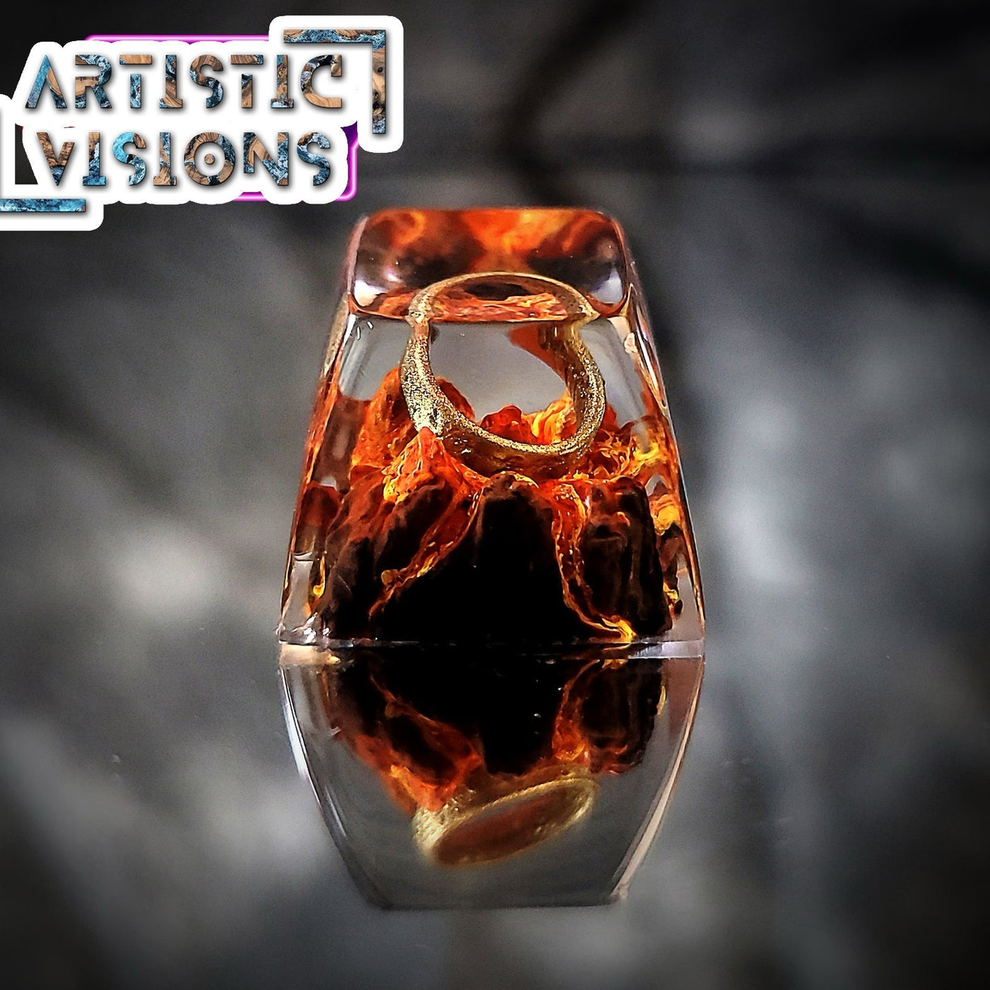 LOTR Lord Of Rings Dark Lord The One Ring Artisan Keycaps Epoxy Resin