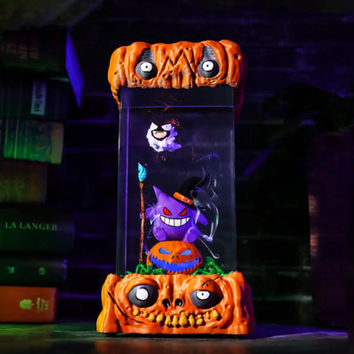 Halloween Spooky Pokemon Gengar Pumpkin Epoxy Resin Lamp, Night Light, Wireless Lights