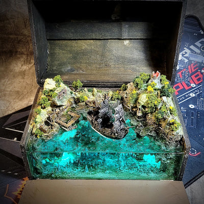 Pirates Of The Caribbean Black Pearl Pirate Ship Treasure Mistery Box Gift Epoxy Resin, Night Light