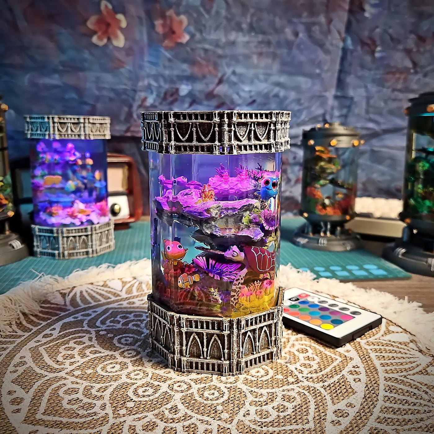 Ocean Coral Fish Nemo Cartoon Epoxy Resin Lamp, Night Light, Wireless Lights