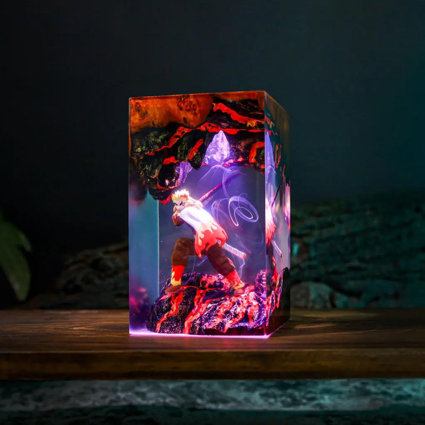 Demon Slayer Kyojuro Rengoku Epoxy Resin Lamp, Night Light