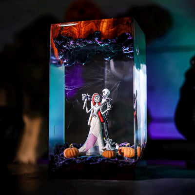 Halloween Jack Skellington Sally The Nightmare Before Christmas Epoxy Resin Lamp, Night Light