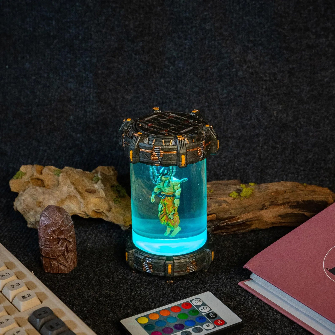 Dragon Ball Goku Super Saiyan Healing Chamber Incubator Epoxy Resin Lamp, Night Light, Wireless Lights