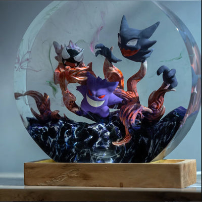 Pokemon Mischievous Gengar Epoxy Resin Lamp, Night Light