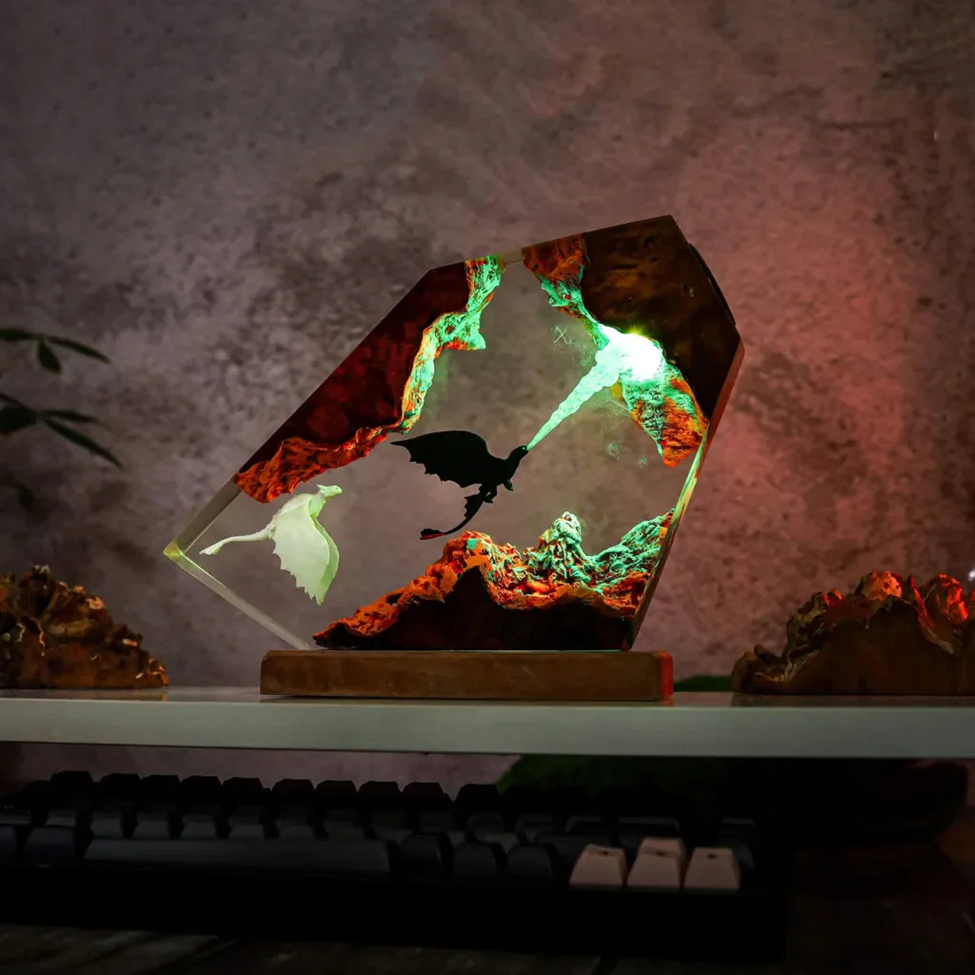 How To Train Your Dragon Family Toothless Breath Attack and Light Fury Epoxy Resin Lamp, Night Light