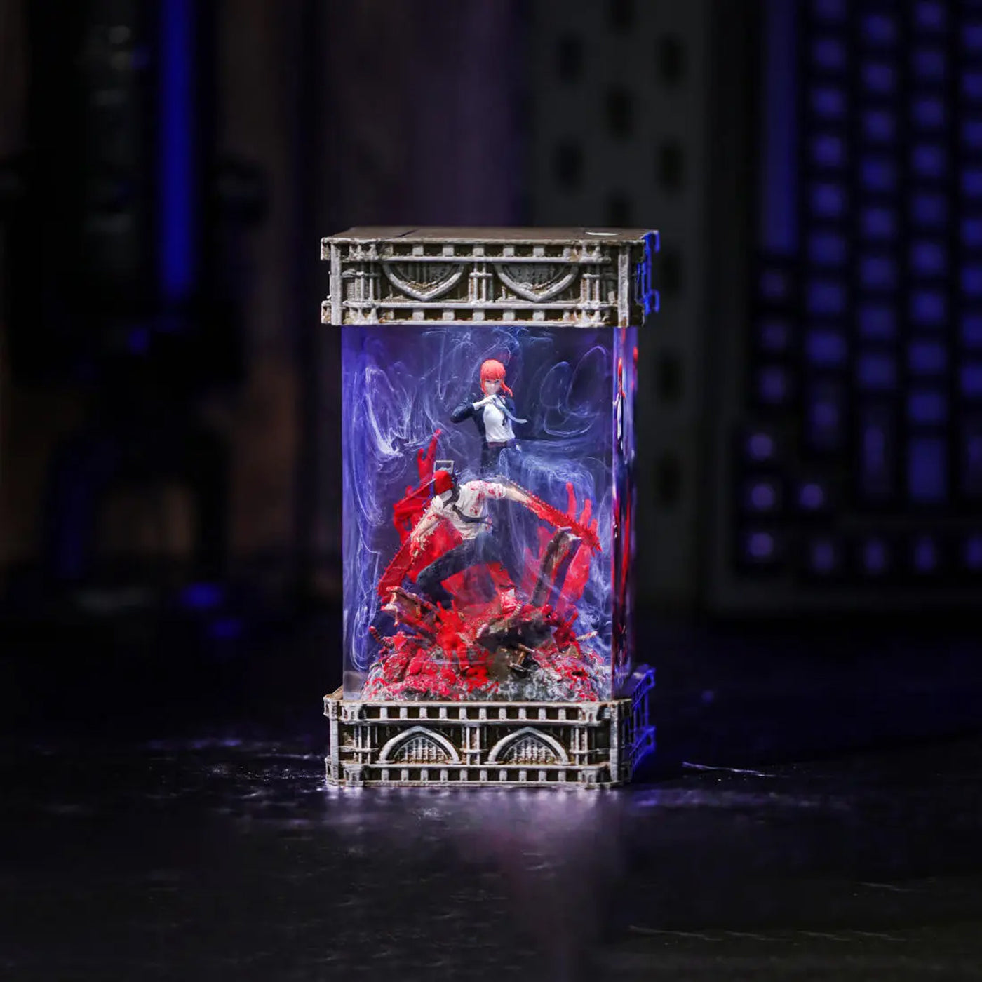 Chainsaw Man Denji & Makima Diorama Epoxy Resin Lamp, Night Light, Wireless Lights