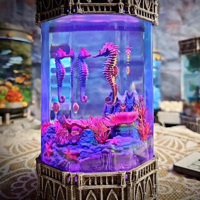 Ocean Coral Hippocampus Seahorse Epoxy Resin Lamp, Night Light, Wireless Lights