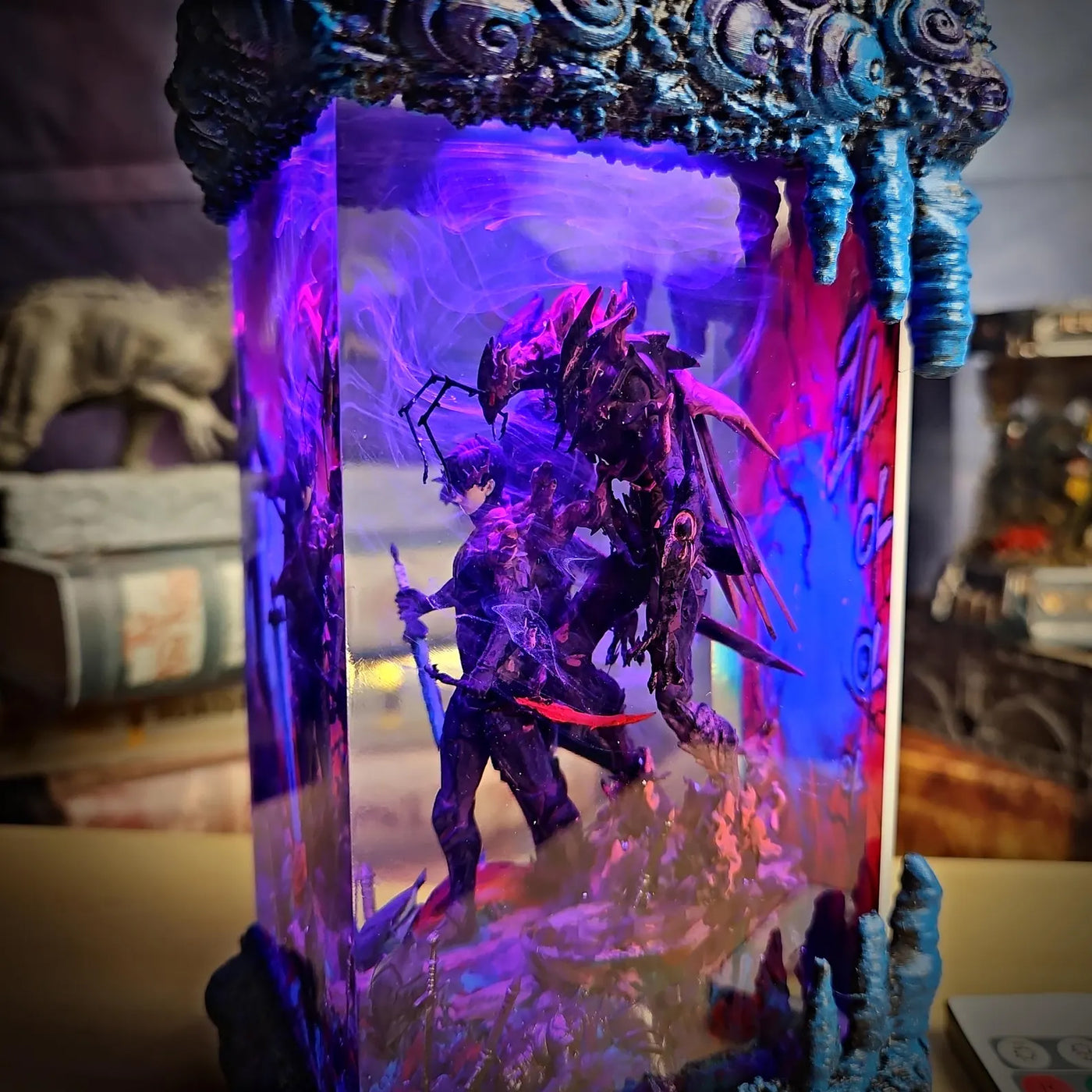 Solo Leveling Sung Jin-woo Beru Blood-Red Commander Igris Diorama Epoxy Resin Lamp, Night Light, Wireless Lights