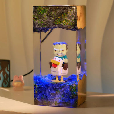 Minecraft Pixel Chicken Jockey Epoxy Resin Lamp, Night Light
