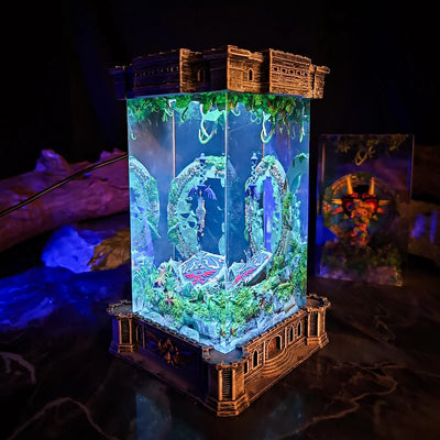 Zelda Hylian Shield and Master Sword Diorama Epoxy Resin Lamp, Night Light, Wireless Lights