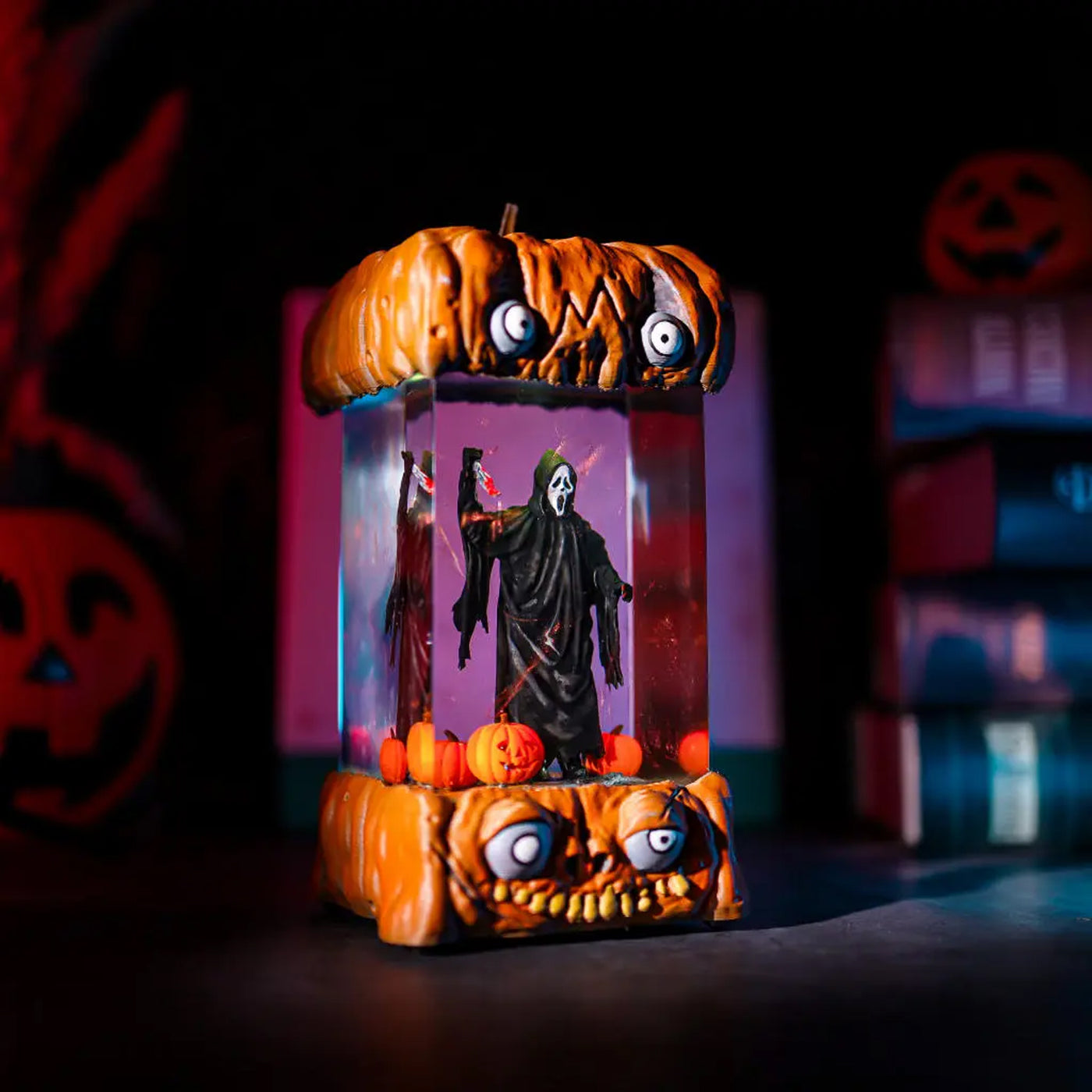Halloween Horror Scream Ghostface Killer Pumpkin Epoxy Resin Lamp, Night Light, Wireless Lights