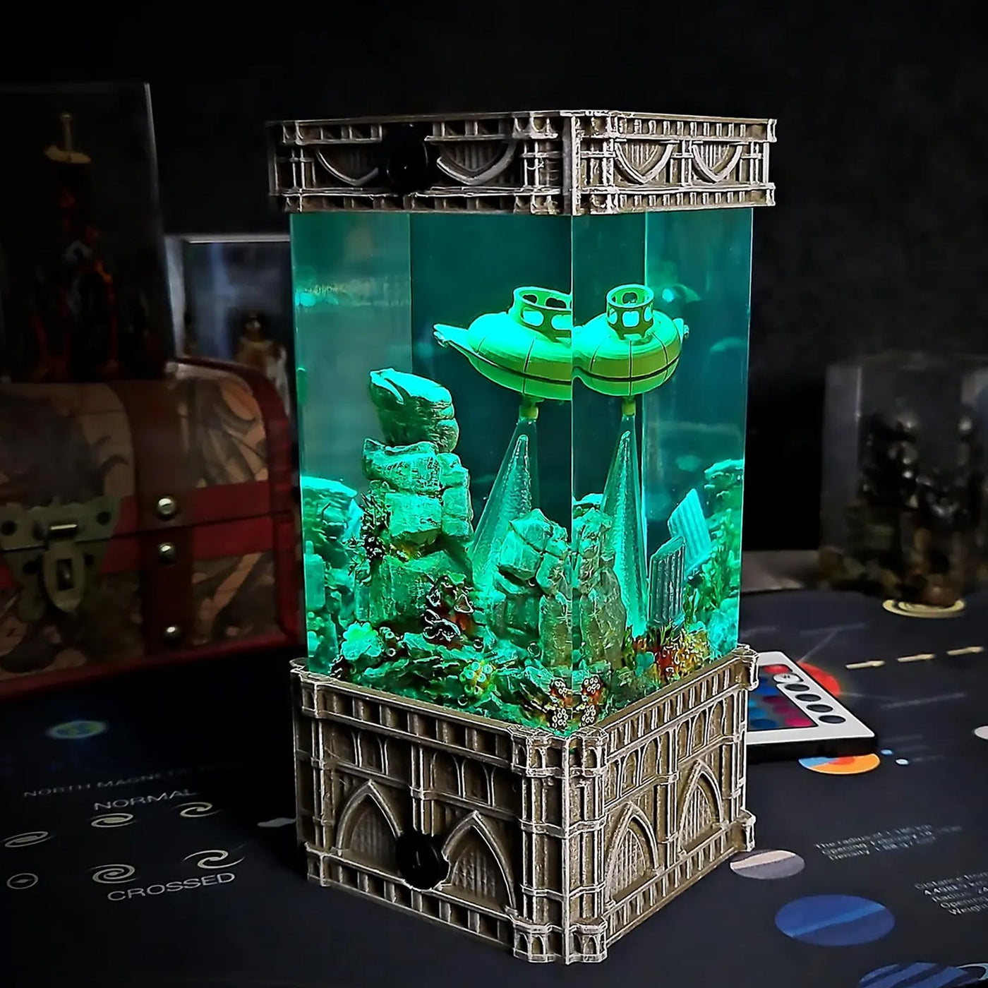 Gothic Atlantis City Undersea Epoxy Resin Lamp, Night Light, Wireless Lights