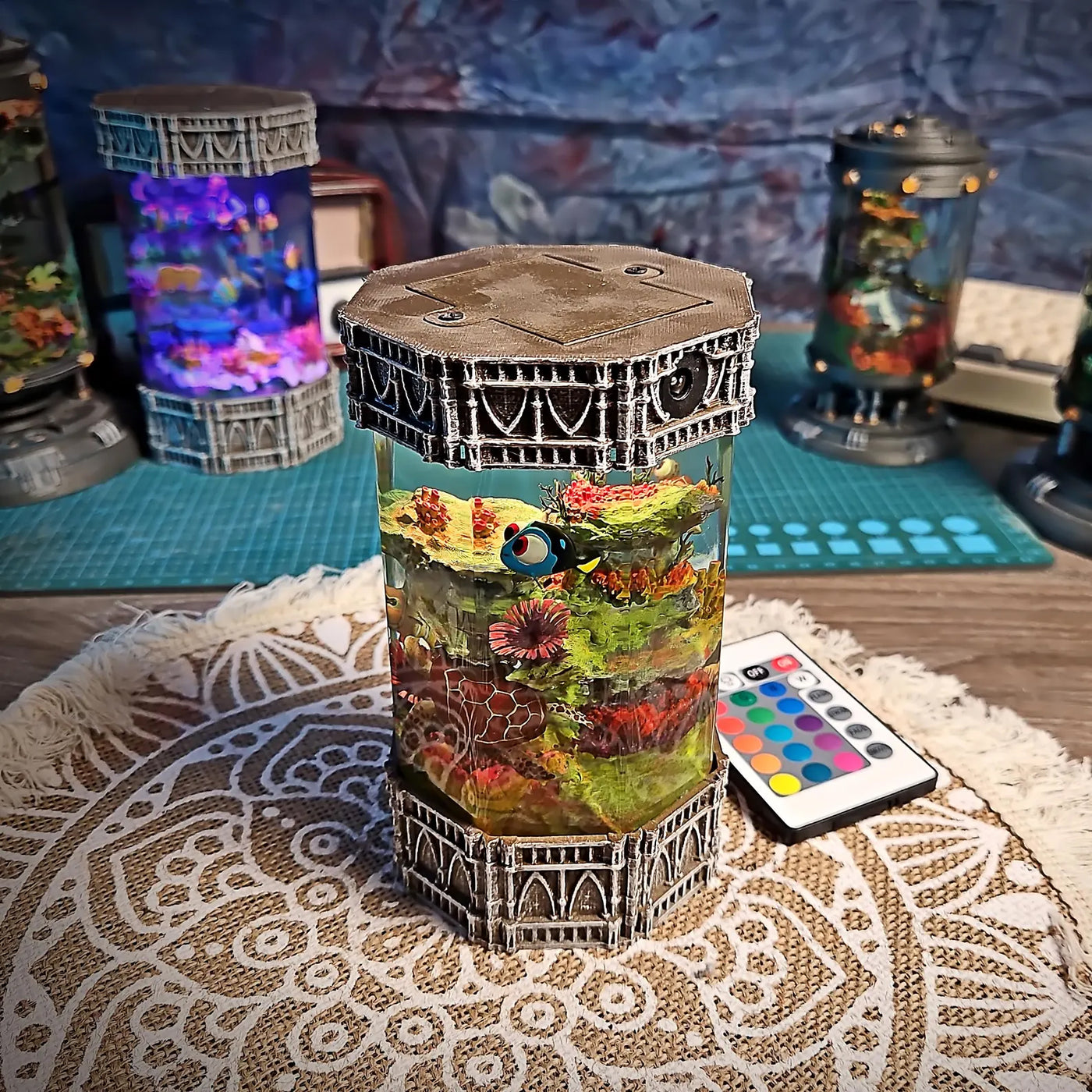 Ocean Coral Fish Nemo Cartoon Epoxy Resin Lamp, Night Light, Wireless Lights
