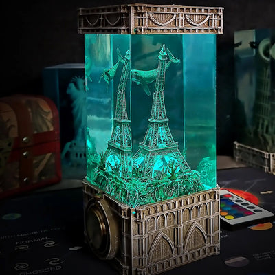 Gothic Eiffel Tower Undersea Epoxy Resin Lamp, Night Light, Wireless Lights