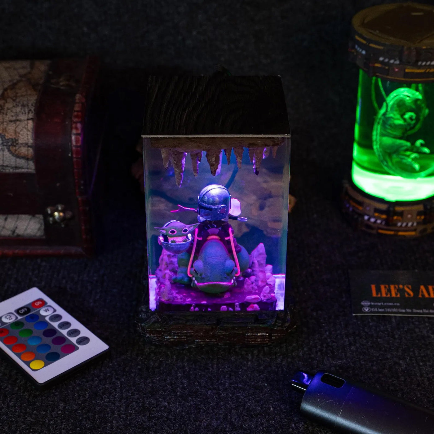 Star Wars Din Djarin The Mandalorian Baby Yoda Epoxy Resin Lamp, Night Light, Wireless Lights