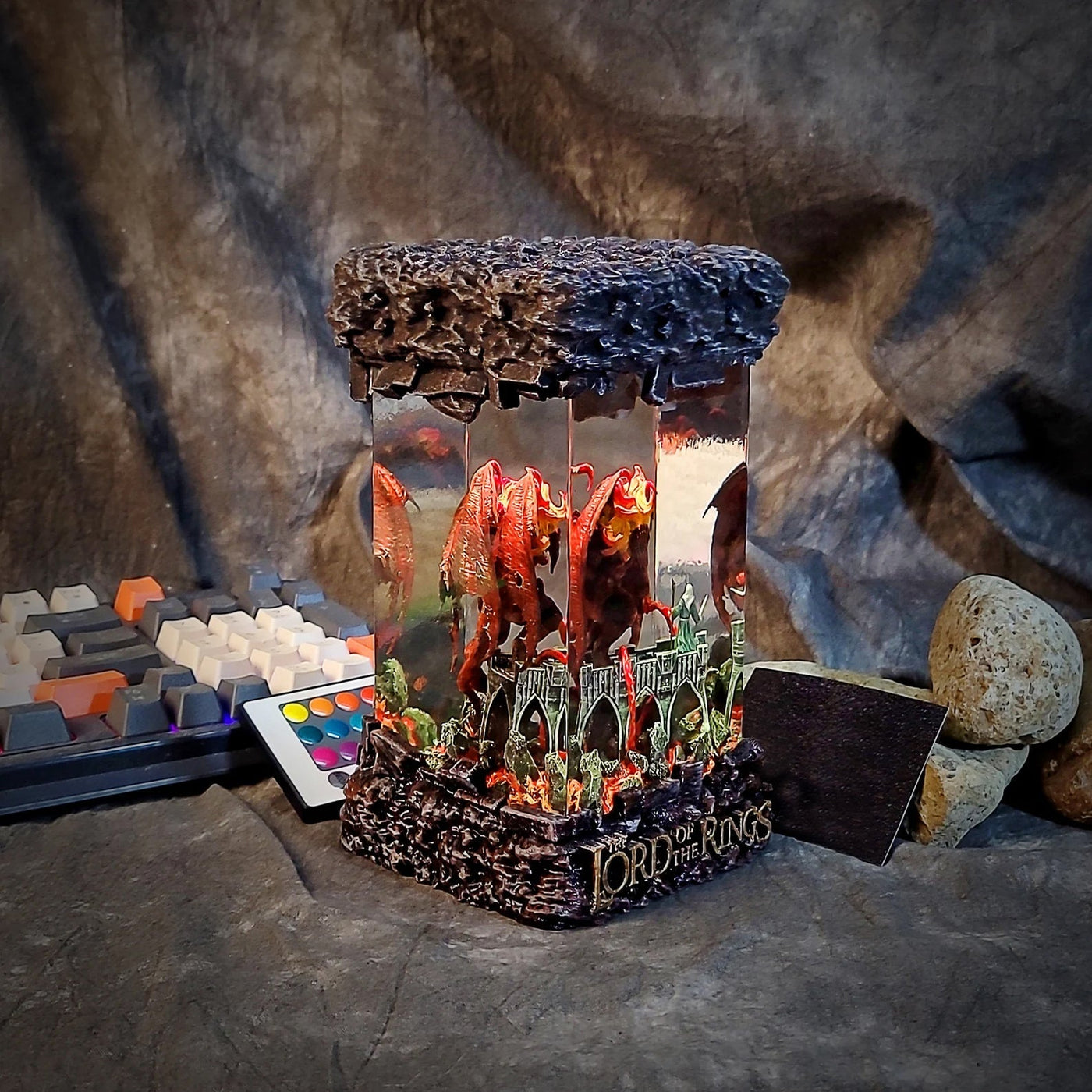 LOTR Lord Of Rings Balrog vs Gandalf Diorama Epoxy Resin Lamp, Night Light, Wireless Lights