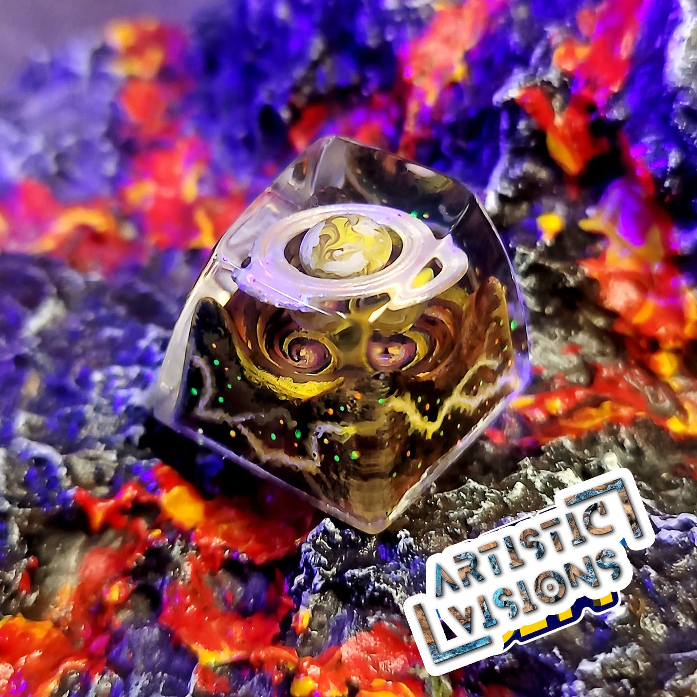 Universe Planet Galaxy Artisan Keycaps Epoxy Resin