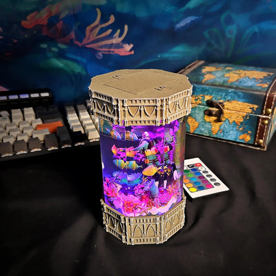 Ocean Coral Fish Diver Undersea Epoxy Resin Lamp, Night Light, Wireless Lights
