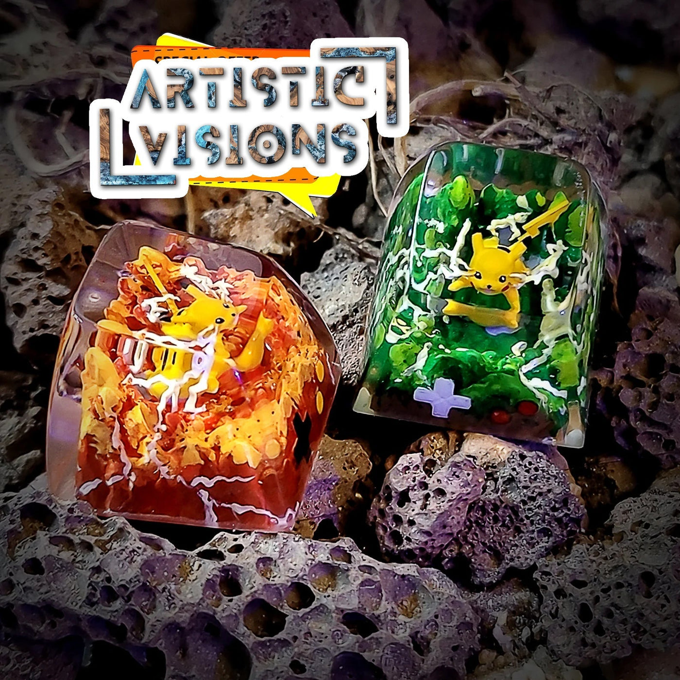 Pokemon Pikachu Artisan Keycaps Epoxy Resin