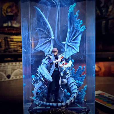 Yu Gi Oh Kaiba Seto Blue-Eyes White Dragon Epoxy Resin Lamp, Night Light, Wireless Lights