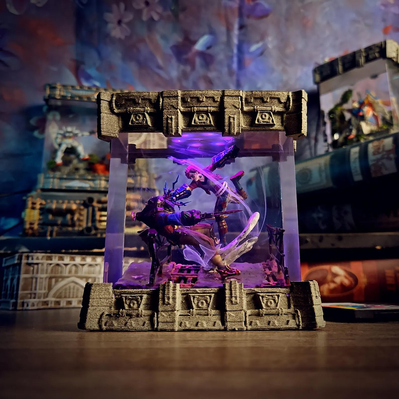 League of Legends Arcane Vi Fight Scene Epoxy Resin Lamp, Night Light, Wireless Lights