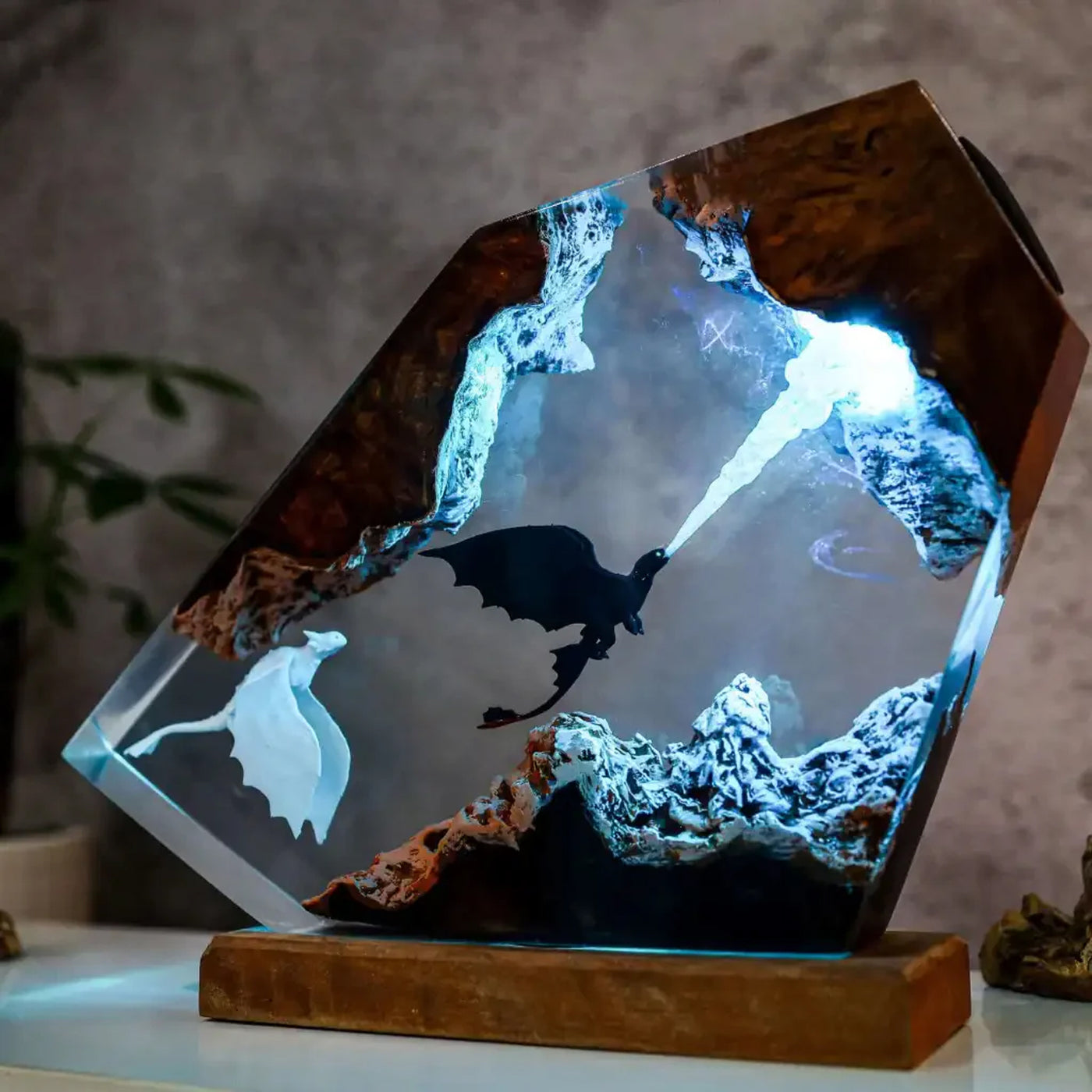 How To Train Your Dragon Family Toothless Breath Attack and Light Fury Epoxy Resin Lamp, Night Light