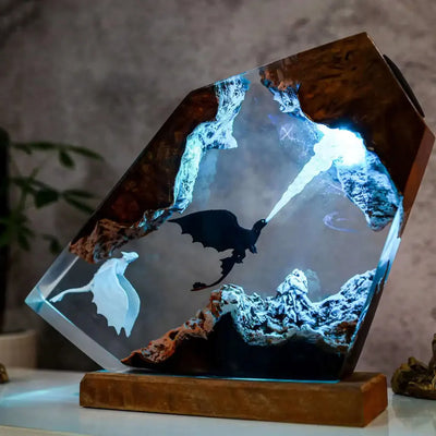 How To Train Your Dragon Family Toothless Breath Attack and Light Fury Epoxy Resin Lamp, Night Light