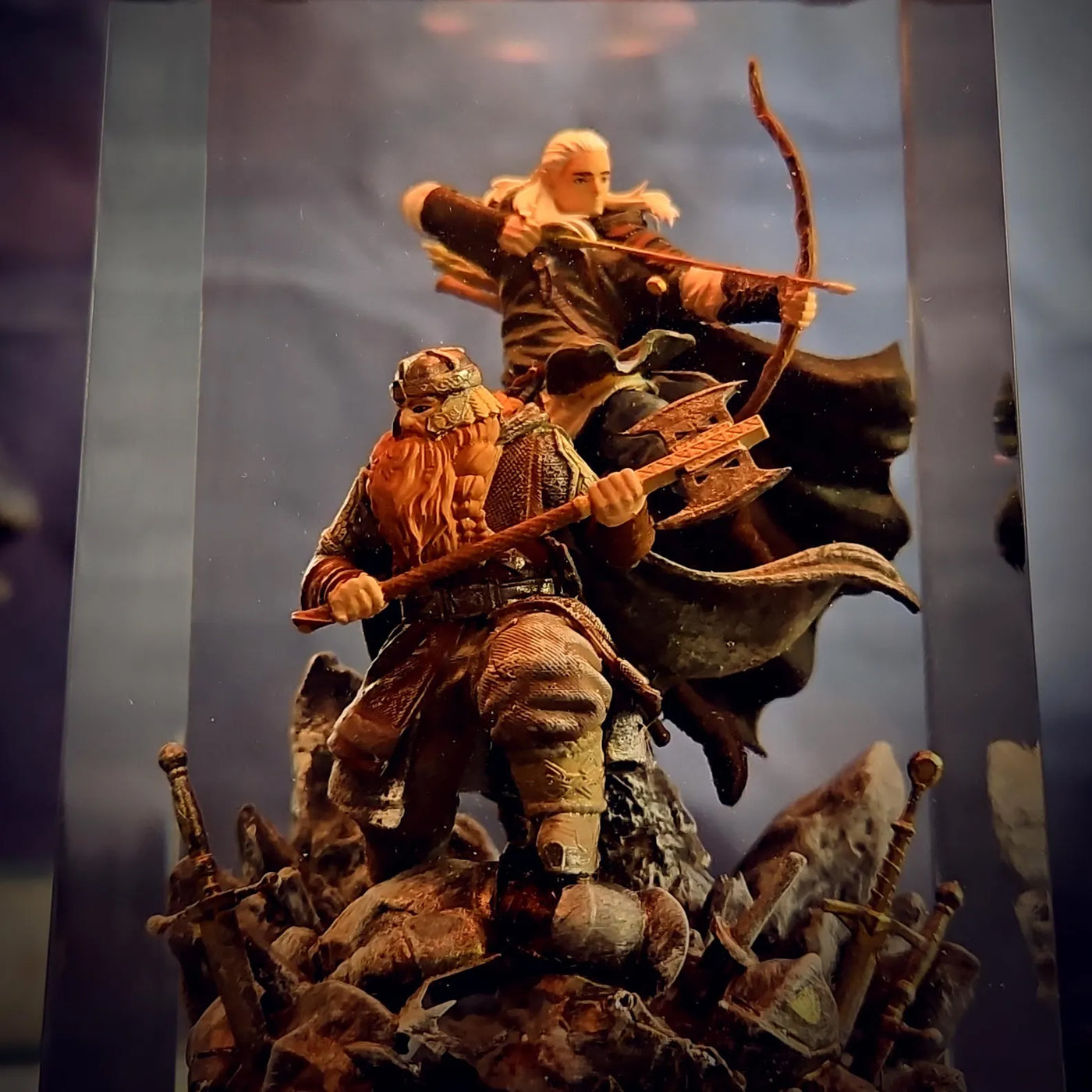 LOTR Lord Of Rings Gimli And Legolas Diorama Epoxy Resin Lamp, Night Light, Wireless Lights