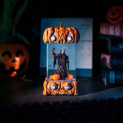 Halloween Horror Scream Ghostface Killer Pumpkin Epoxy Resin Lamp, Night Light, Wireless Lights