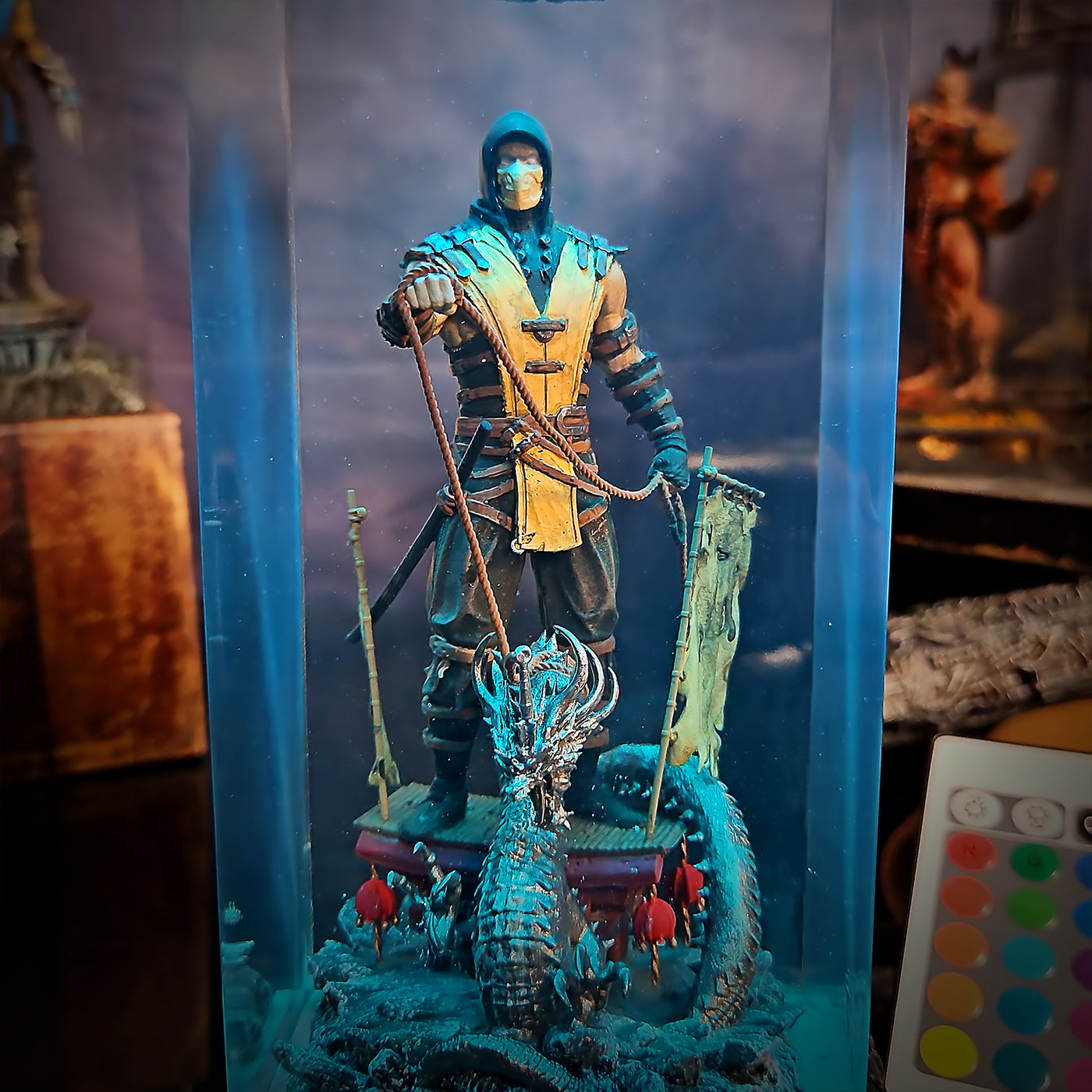 Mortal Kombat Scorpion Epoxy Resin Lamp, Night Light, Wireless Lights