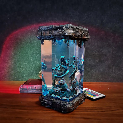 Xenomorph vs Predator Alien Space Monster Diorama Epoxy Resin Lamp, Night Light, Wireless Lights