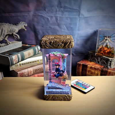 Ghibli Kiki Delivery Service Diorama Epoxy Resin Lamp, Night Light, Wireless Lights