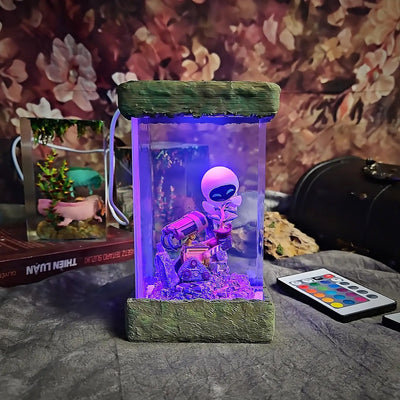 Wall E and Eve Epoxy Resin Lamp, Night Light, Wireless Lights