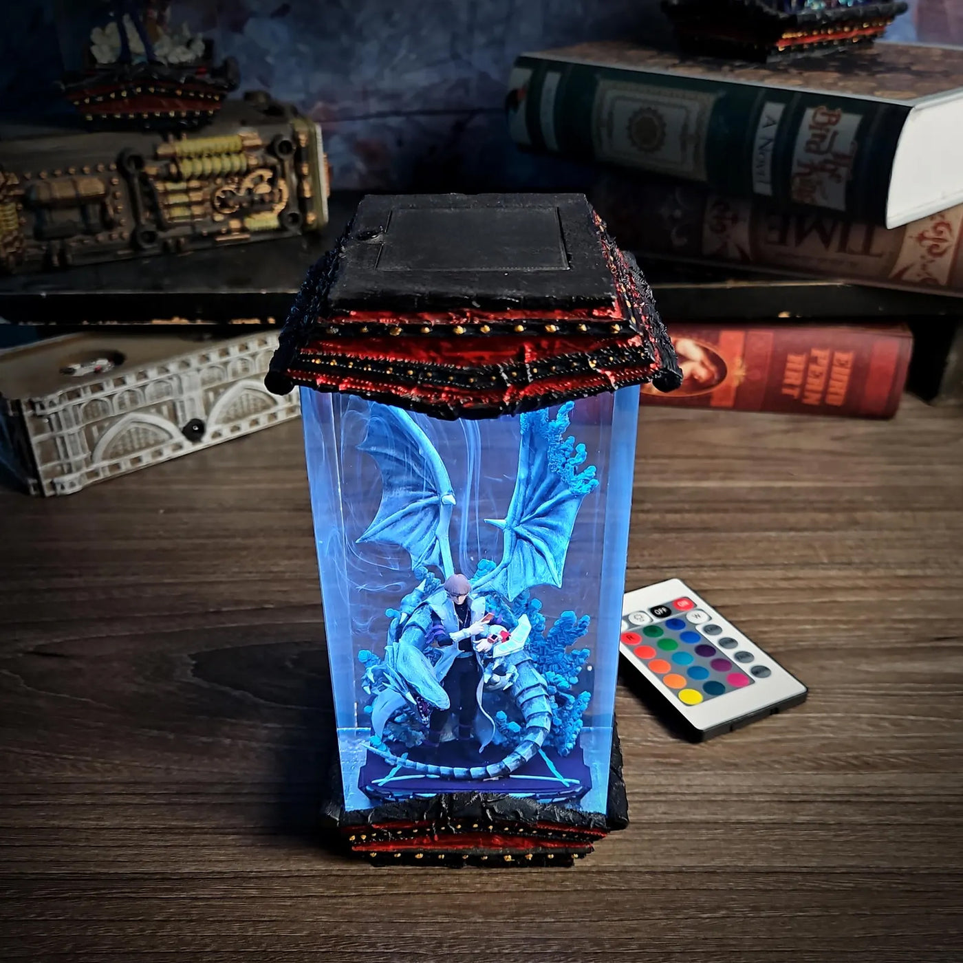 Yu Gi Oh Kaiba Seto Blue-Eyes White Dragon Epoxy Resin Lamp, Night Light, Wireless Lights