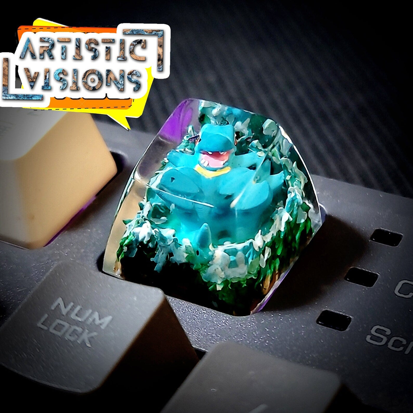 Pokemon Totodile Artisan Keycaps Epoxy Resin