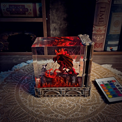 LOTR Lord Of Rings Balrog vs Gandalf Diorama Epoxy Resin Lamp, Night Light, Wireless Lights